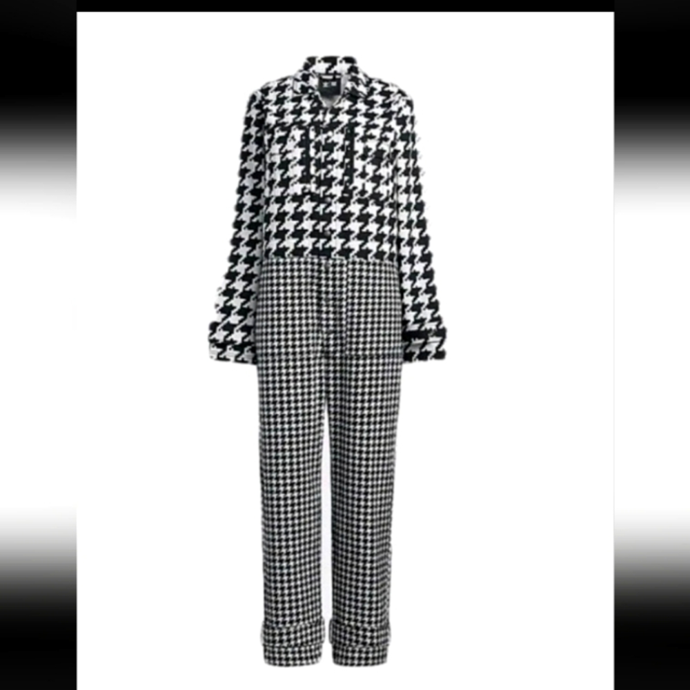 Black and White Gingham Jumpsuit with Flared Sleeves AVAILABLE NOW